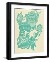 Papercut Showing a Lion Dance-null-Framed Giclee Print