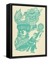 Papercut Showing a Lion Dance-null-Framed Stretched Canvas