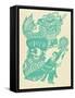 Papercut Showing a Lion Dance-null-Framed Stretched Canvas