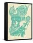 Papercut Showing a Lion Dance-null-Framed Stretched Canvas