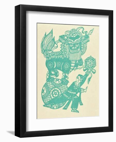 Papercut Showing a Lion Dance-null-Framed Giclee Print