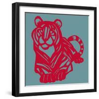 Papercut Tiger-null-Framed Giclee Print