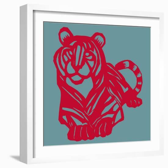 Papercut Tiger-null-Framed Giclee Print