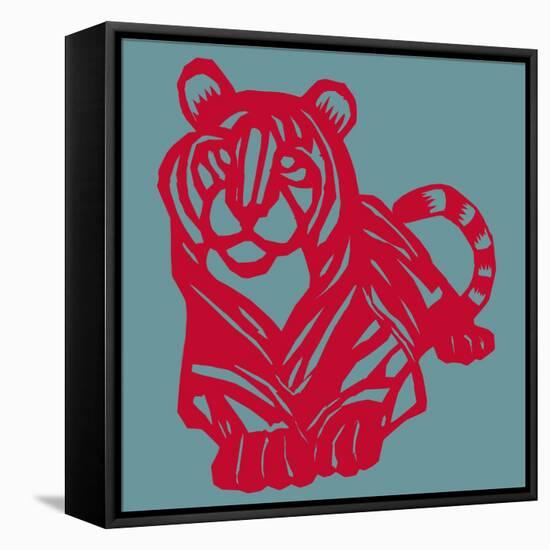 Papercut Tiger-null-Framed Stretched Canvas