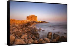 Paphos Castle with rocky shoreline, Paphos harbour, Cyprus, Mediterranean, Europe-John Miller-Framed Stretched Canvas