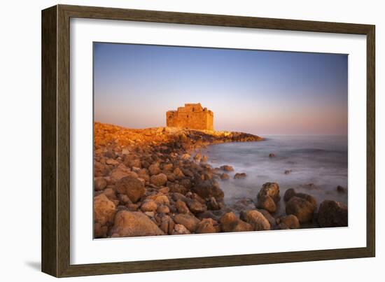 Paphos Castle with rocky shoreline, Paphos harbour, Cyprus, Mediterranean, Europe-John Miller-Framed Photographic Print