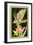 Papillon, Psychedelic Butterfly and Flower-null-Framed Art Print
