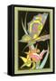 Papillon, Psychedelic Butterfly and Flower-null-Framed Stretched Canvas