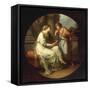 Papirius Praetextatus entreated by his Mother to disclose the Secrets of the Senate-Angelica Kauffmann-Framed Stretched Canvas