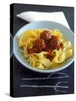 Pappardelle with Meatballs and Tomato Sauce-Jean Cazals-Stretched Canvas