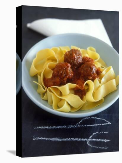 Pappardelle with Meatballs and Tomato Sauce-Jean Cazals-Stretched Canvas