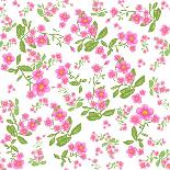 Pink Flower on White Background. Seamless Pattern-paprika-Framed Stretched Canvas