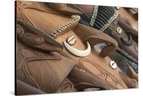 Papua New Guinea, Karau Village. Traditional Carved Wooden Masks-Cindy Miller Hopkins-Stretched Canvas