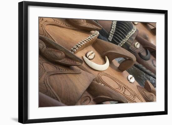 Papua New Guinea, Karau Village. Traditional Carved Wooden Masks-Cindy Miller Hopkins-Framed Photographic Print