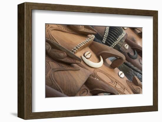 Papua New Guinea, Karau Village. Traditional Carved Wooden Masks-Cindy Miller Hopkins-Framed Photographic Print