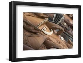 Papua New Guinea, Karau Village. Traditional Carved Wooden Masks-Cindy Miller Hopkins-Framed Photographic Print