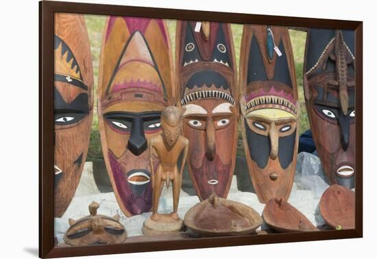 Papua New Guinea, Murik Lakes, Karau Village. Carved Wooden Masks-Cindy Miller Hopkins-Framed Photographic Print