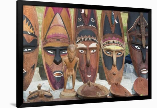 Papua New Guinea, Murik Lakes, Karau Village. Carved Wooden Masks-Cindy Miller Hopkins-Framed Photographic Print