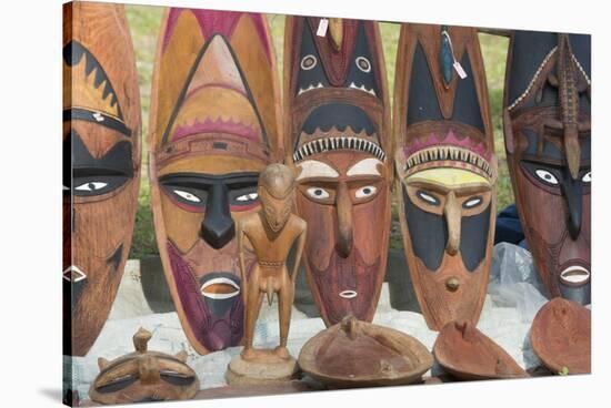 Papua New Guinea, Murik Lakes, Karau Village. Carved Wooden Masks-Cindy Miller Hopkins-Stretched Canvas