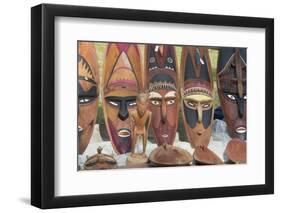 Papua New Guinea, Murik Lakes, Karau Village. Carved Wooden Masks-Cindy Miller Hopkins-Framed Photographic Print