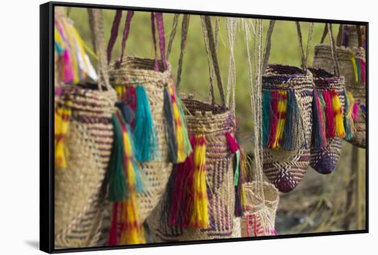 Papua New Guinea, Murik Lakes, Karau Village. Woven Straw Bags-Cindy Miller Hopkins-Framed Stretched Canvas