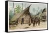 Papua New Guinea: Village Scene in the North-East of the Island-Wilhelm Kuhnert-Framed Stretched Canvas