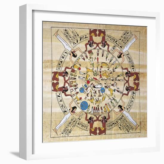 Papyrus Depicting Zodiacal Map, Reconstructed Ceiling at Temple of Hathor-null-Framed Giclee Print