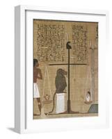 Papyrus funéraire : scène de psychostasie (pesée de l'âme)-null-Framed Giclee Print