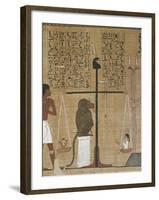 Papyrus funéraire : scène de psychostasie (pesée de l'âme)-null-Framed Giclee Print