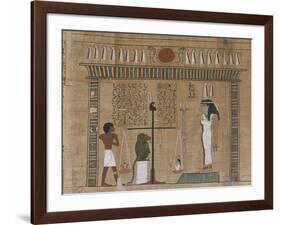 Papyrus funéraire : scène de psychostasie (pesée de l'âme)-null-Framed Giclee Print