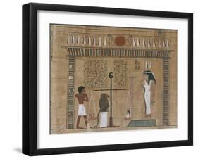 Papyrus funéraire : scène de psychostasie (pesée de l'âme)-null-Framed Giclee Print