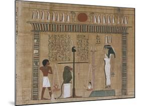 Papyrus funéraire : scène de psychostasie (pesée de l'âme)-null-Mounted Giclee Print