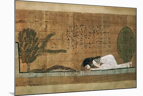 Papyrus of Scene of Worship of the Crocodile God Sobek-null-Mounted Giclee Print