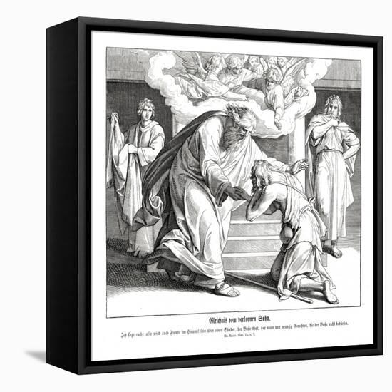 Parable of the good Samaritan, Gospel of Luke-Julius Schnorr von Carolsfeld-Framed Stretched Canvas