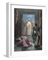 Parable of the Pharisee and the Publican. Engraving. Colored.-Tarker-Framed Giclee Print