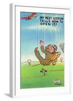 Parachute Jumper Notes that Next Lesson Will be How to Open It-Lantern Press-Framed Art Print