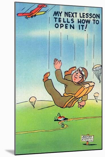 Parachute Jumper Notes that Next Lesson Will be How to Open It-Lantern Press-Mounted Art Print