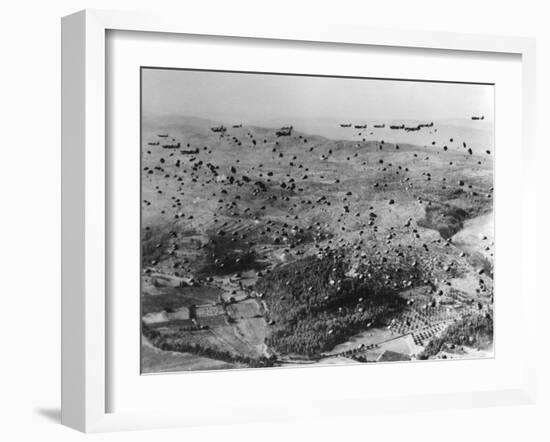 Parachutes are Dropped from C-47 Planes-null-Framed Premium Photographic Print