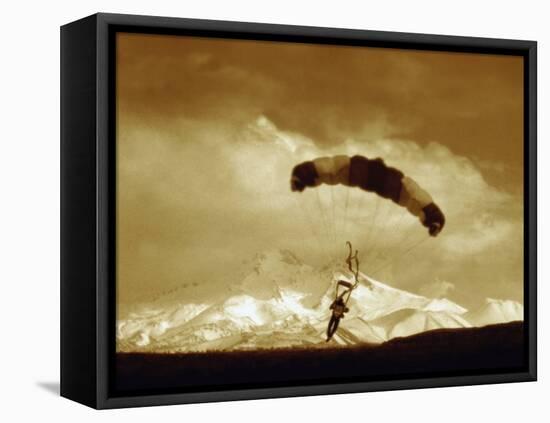 Parachutist with Mountain Background-null-Framed Stretched Canvas