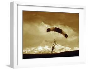 Parachutist with Mountain Background-null-Framed Photographic Print