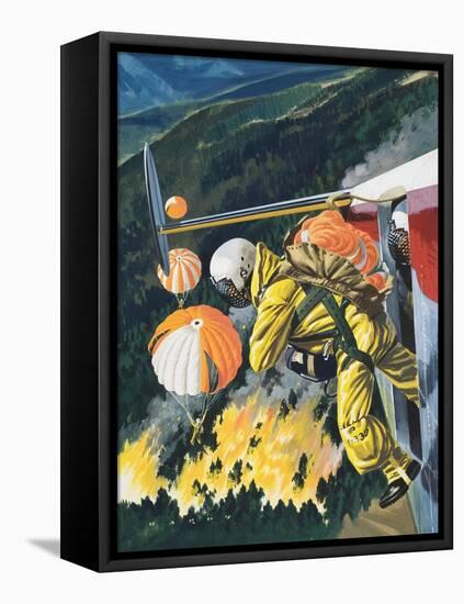 Parachutists-Wilf Hardy-Framed Stretched Canvas