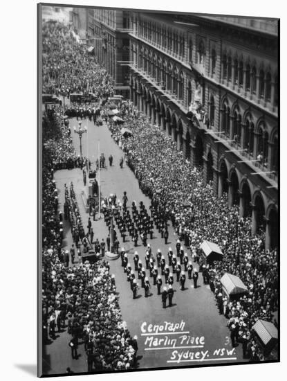 Parade at the Cenotaph, Martin Place, Sydney, New South Wales, 1945 or 1946-null-Mounted Giclee Print