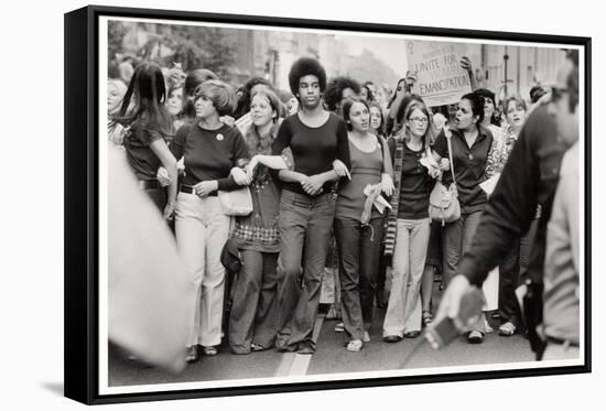 Parade Down Fifth Avenue on the 50th Anniversary of the Passage of the 19th Amendment-John Olson-Framed Stretched Canvas