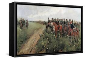 Parade in the Field before His Majesty King Alfonso XIII, 1905-Josep Cusachs y Cusachs-Framed Stretched Canvas