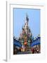 Parade in the Main Street U.S.A. with Castle of Sleeping Beauty, Disneyland Park Paris-null-Framed Art Print