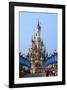 Parade in the Main Street U.S.A. with Castle of Sleeping Beauty, Disneyland Park Paris-null-Framed Art Print