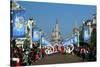 Parade in the Main Street U.S.A. with Sleeping Beauty's Castle, Disneyland Resort Paris-null-Stretched Canvas