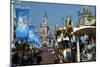Parade in the Main Street U.S.A. with Sleeping Beauty's Castle, Disneyland Resort Paris-null-Mounted Art Print