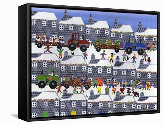 Parade in Winter Town-Gordon Barker-Framed Stretched Canvas