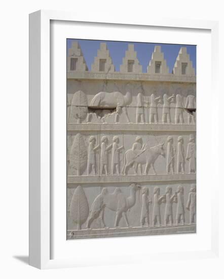 Parade of Nations Carving, Apadana Palace Staircase, Archaeological Site, Iran, Middle East-David Poole-Framed Photographic Print